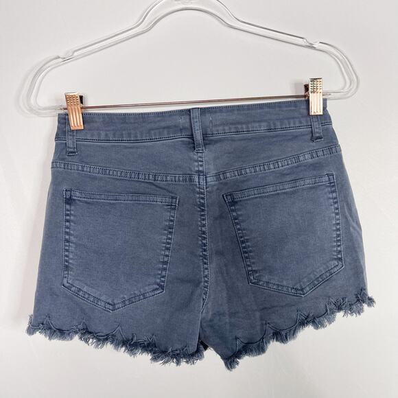 New Francescas Harper Heritage Blue Scallop Edge Jean Shorts 26 Stretch Cotton - Picture 6 of 9